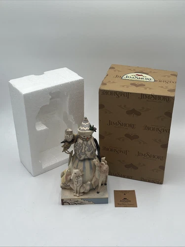 JIM SHORE 2014 "WARM WINTER KINDNESS" WOODLAND SNOWMAN Heartwood Creek NIB