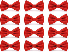 Men'S Bowties Formal Satin Solid - 6/12 Pack Bow Ties Pre-Tied Adjustable Red