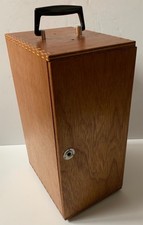 VINTAGE INDUSTRIAL WOODEN CASE BOX WITH LOCK & KEY TALL WOOD VINTAGE TOOL CHEST