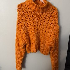 Nasty Gal Orange Chunky Knit Jumper Sweater Size Medium