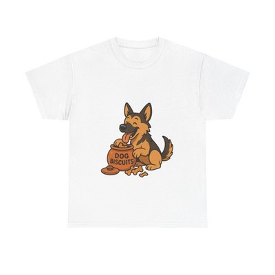 Happy German Shepherd with Dog Biscuits Tee | Cute Pet Illustration