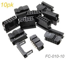 10-Pack 10-Pin Female IDC 2.54mm Pitch Connectors for Flat Ribbon Cable