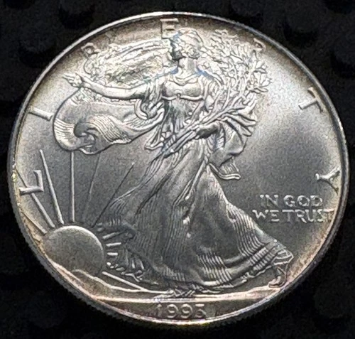 1993 American Silver Eagle 1 Troy Oz .999 Fine Silver Beautiful Coin Toning