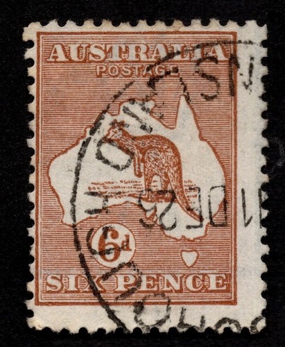 Australia 1923 SG73 Die IIB 6d chestnut Perf 12, wmk Crown/A,Used