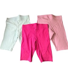 LOT OF 3, HANNA ANDERSSON Soft Ribbed Knit BIKE SHORTS Pink Aqua Lilac 150/US-12