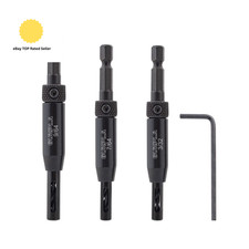3Pcs HSS Hinge Drill Bit Set, Self Centering Hole Drilling Bits Spring Loaded T