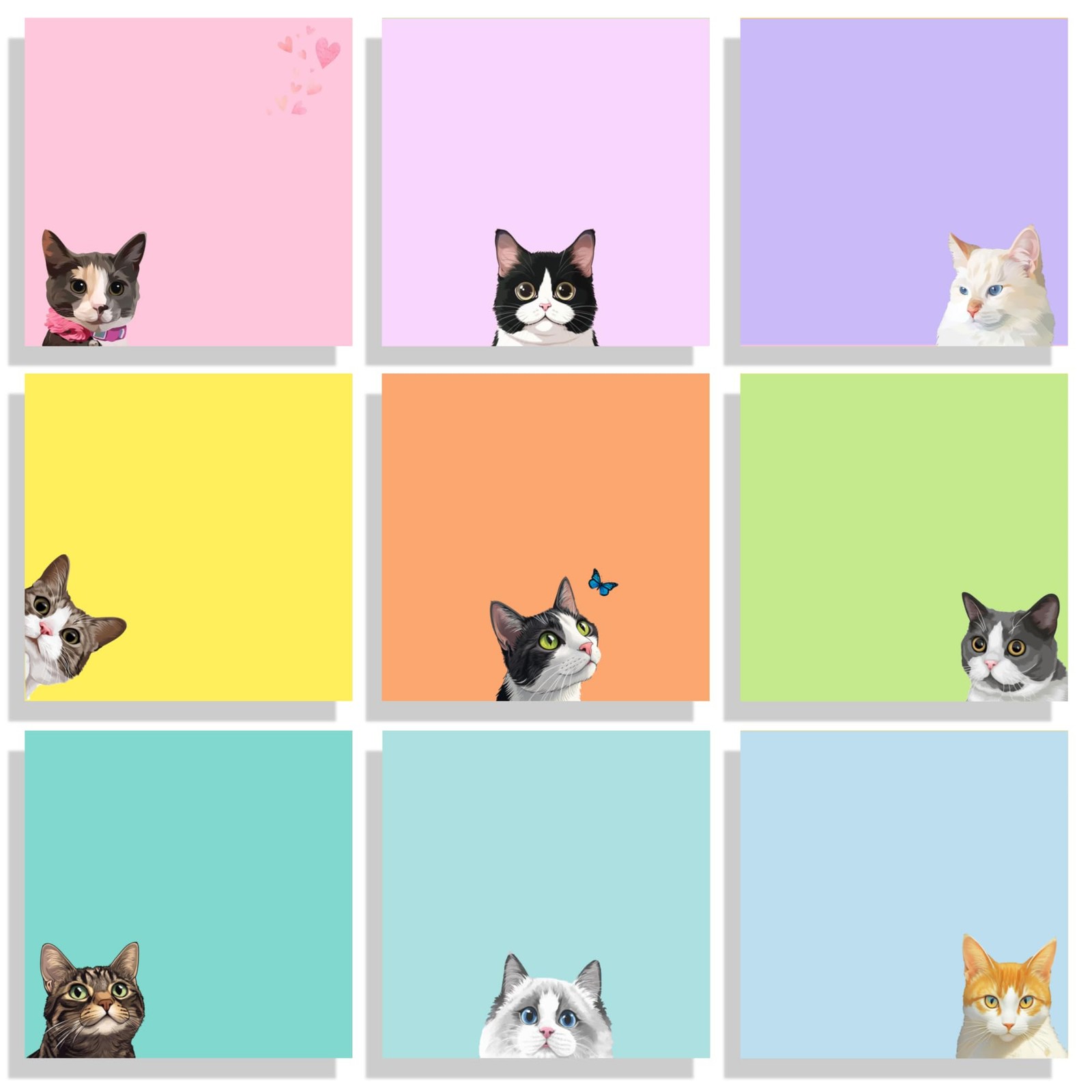 9 Pads Cute Sticky Notes Set, 3