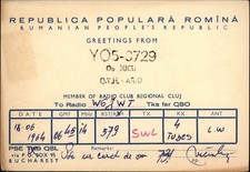 QSL radio card YO5-3729 1964 Romania USSR Nicu