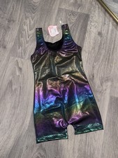 Pink  Blue Aqua Shimmer Dance Gymnastics Leotard Scoop Neck SZ 5-6 New 110 