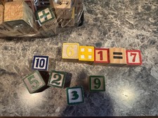 Wooden number blocks - lot of 130 used but clean 