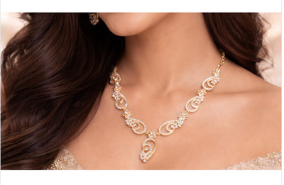 Elegant Rose Gold-Plated Necklace Set with Matching Earrings