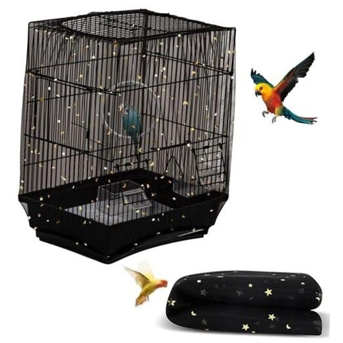 Bird Cage Seed Catcher, Seed Catcher Guard Net Cover, 15.7" x87" Star-black