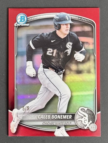 2025 Bowman Draft Chrome Caleb Bonemer Red Refractor 5/5 #BDC-184 White Sox SS