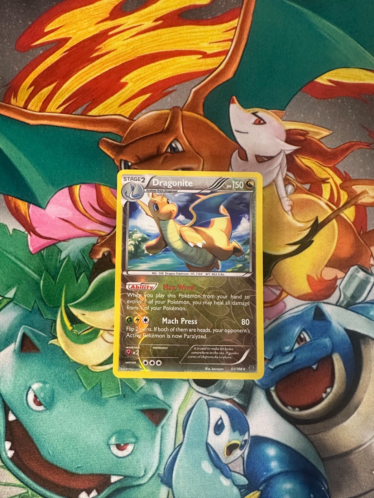 Dragonite - 51/108 - Pokemon Roaring Skies - Reverse Holo - Mint