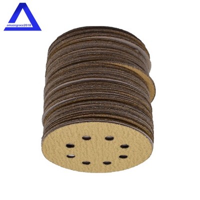 5inch 100Pcs 8 Holes 80 Grit Dustless Hook and Loop Sand Paper Sanding Discs