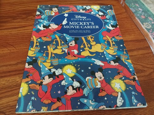 Vintage Mickeys Movie Career Disney Gift Wrap Book 1992 12 Tear Out Sheets NEW - 第 1/5 張圖片