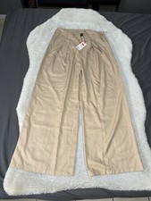 New Cider Womens Wide Leg Beige Striped Pants Size XL Pull On Side Zip