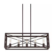 Home Decorators Harwood 60-Watt 5-Light Royal Bronze Pendant with Cage Shade