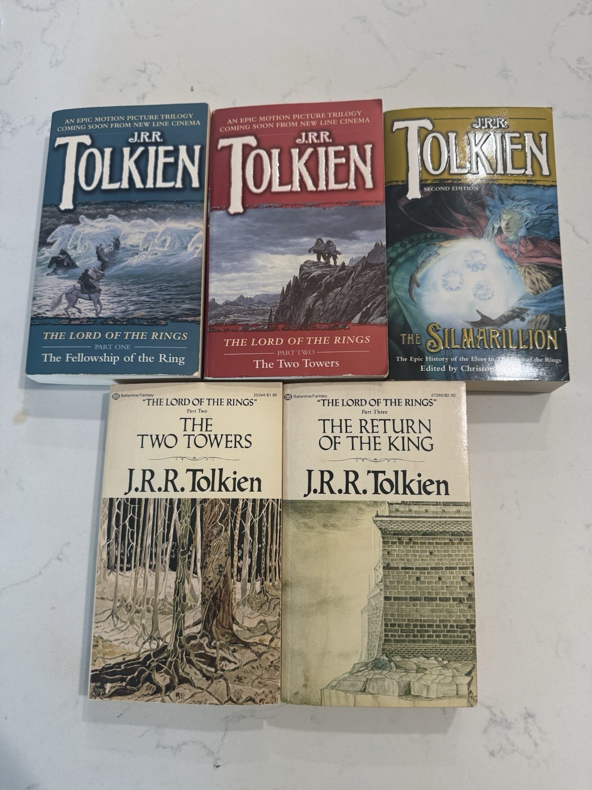 The Lord of the Rings Lot Of 5 - Ballantine Paperback Set J.R.R. Tolkien Vintage