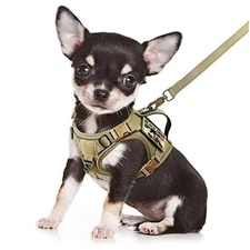 Tactical Dog Harness Small, Military K9 Puppy Vest Harness and XS Khaki+Leash