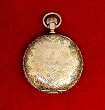 14K Gold Elgin Ladies 15 Jewel Pocket Watch Hunter Case, Size 6