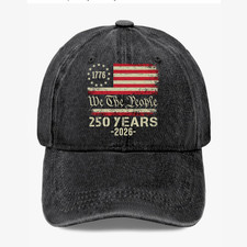 We The People Graphic Hat 1776 2026 USA 250 Years Patriotic Vintage Baseball Cap