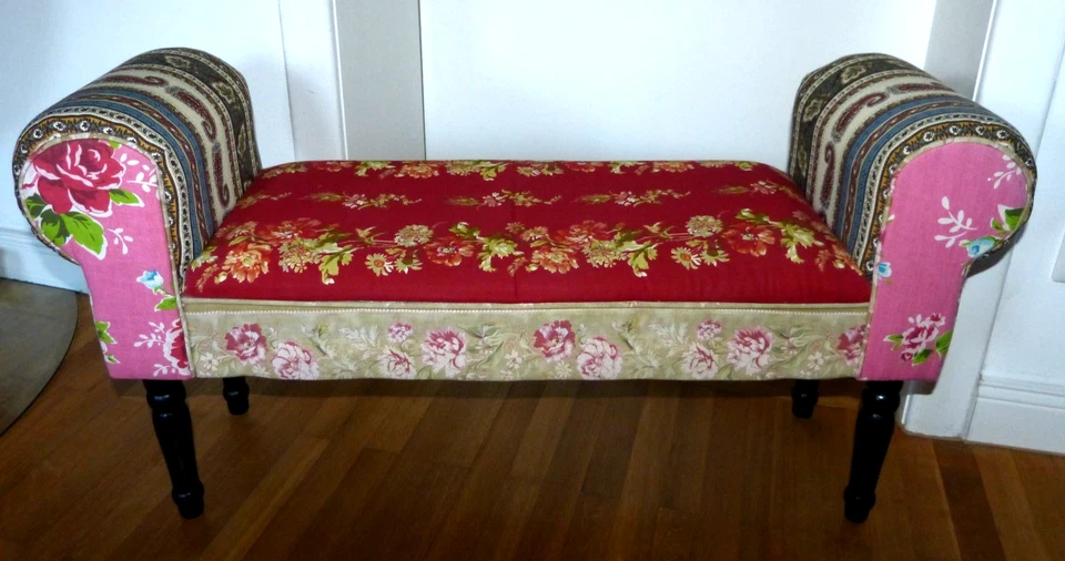 Bunte Polsterbank Sitzbank Patchwork romantisch ausgefallen - Bild 2 von 3