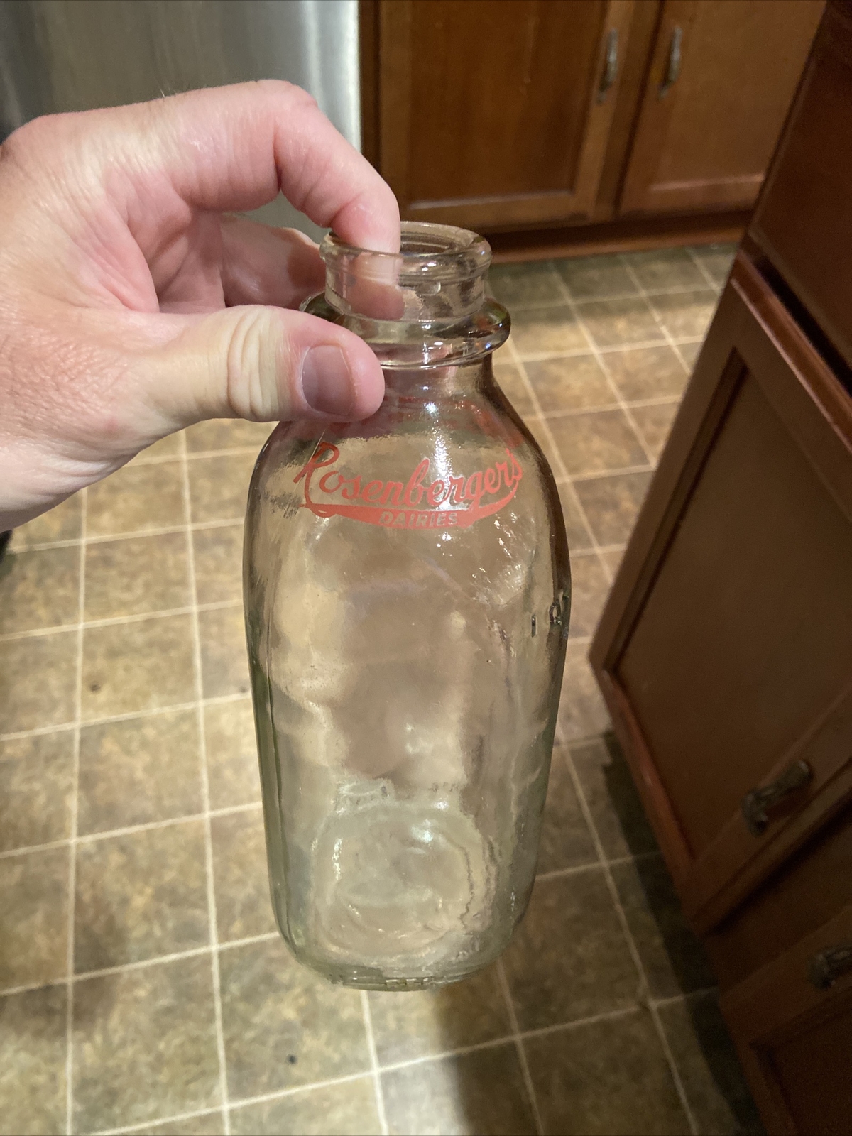 Rare Rosenberger’s Dairies ACL Quart Milk Bottle Hatfield Pennsylvania