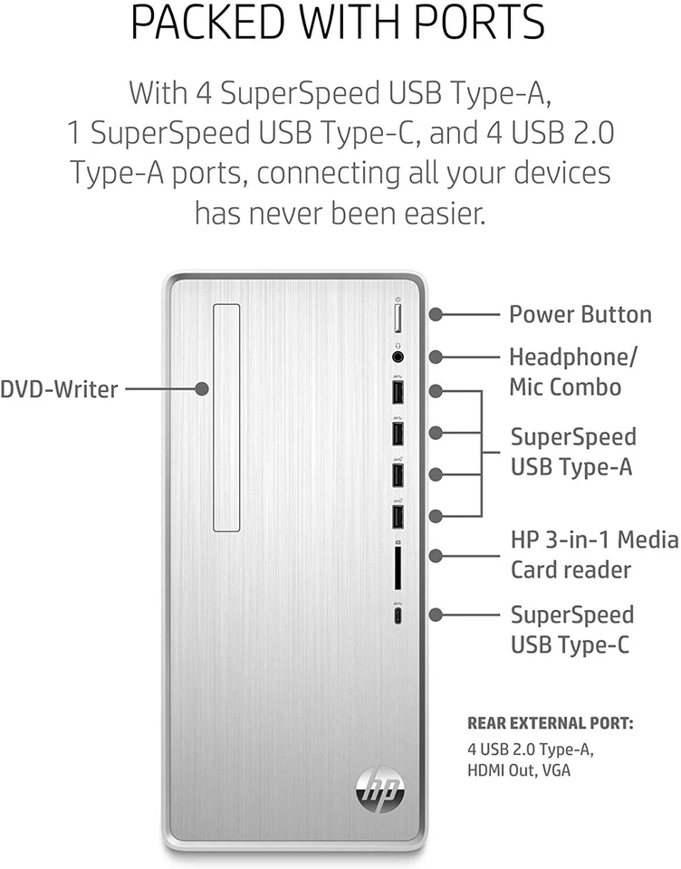 NEW HP Pavilion Desktop PC Computer TP01-1140 Ryzen 5 12GB RAM 512GB SSD - Image 3 of 4