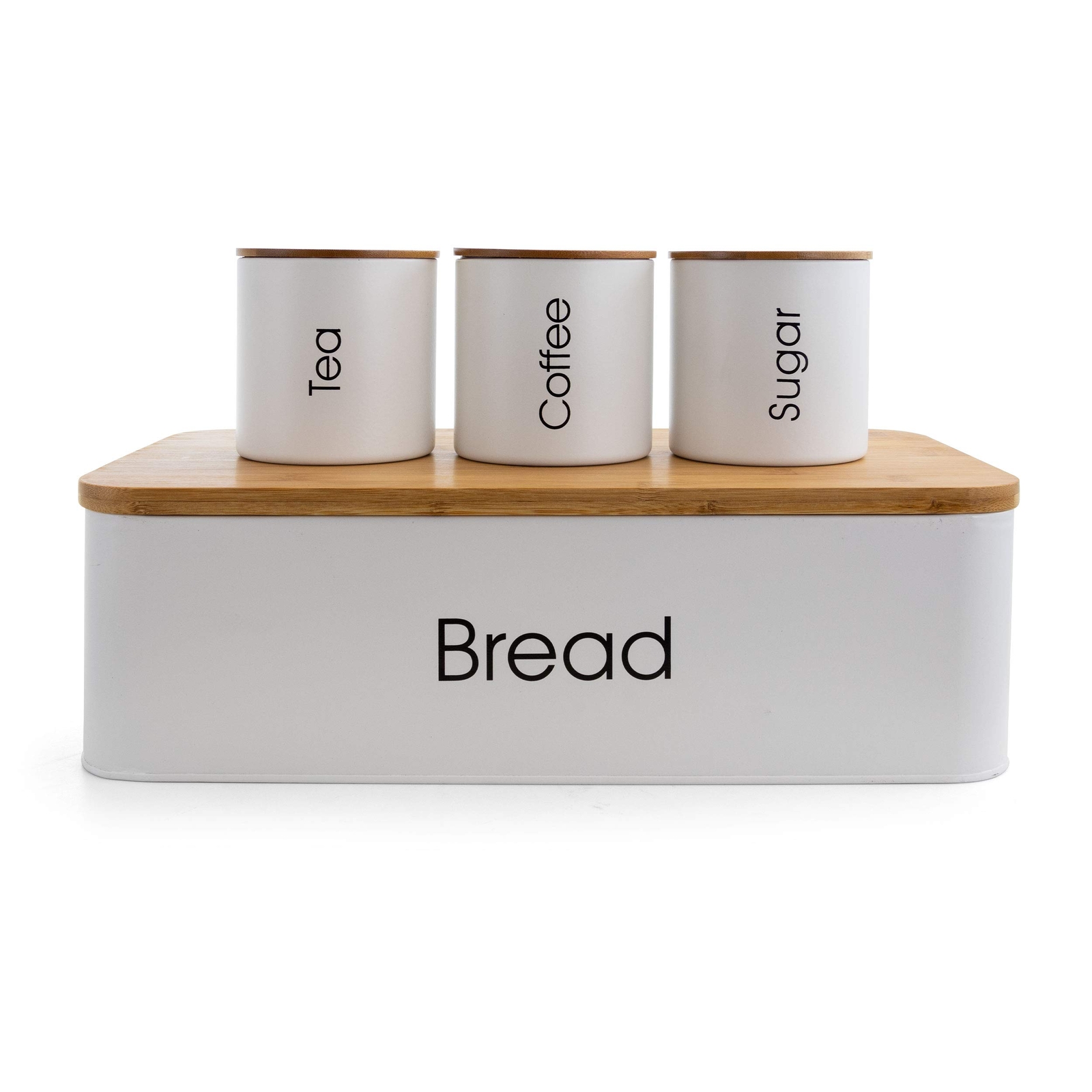 Kitchen Food Storage and Organization 4 Piece Canister Set in White