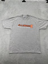 Illinois Fighting Illini Shirt Adult Large Gray Short Sleeve Russell Athletic