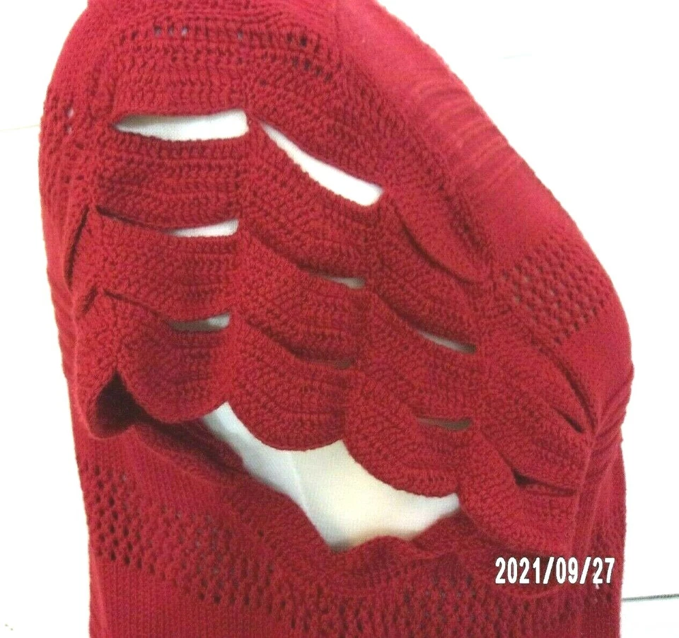 Willi Smith Cardigan Sweater Womens Size XL Burgundy 2 Button Front IN STOCK - Image 2 of 4