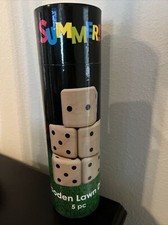 Summer Big Extra Large Brown Wooden Lawn Dice 5 piece For Outdoor Use