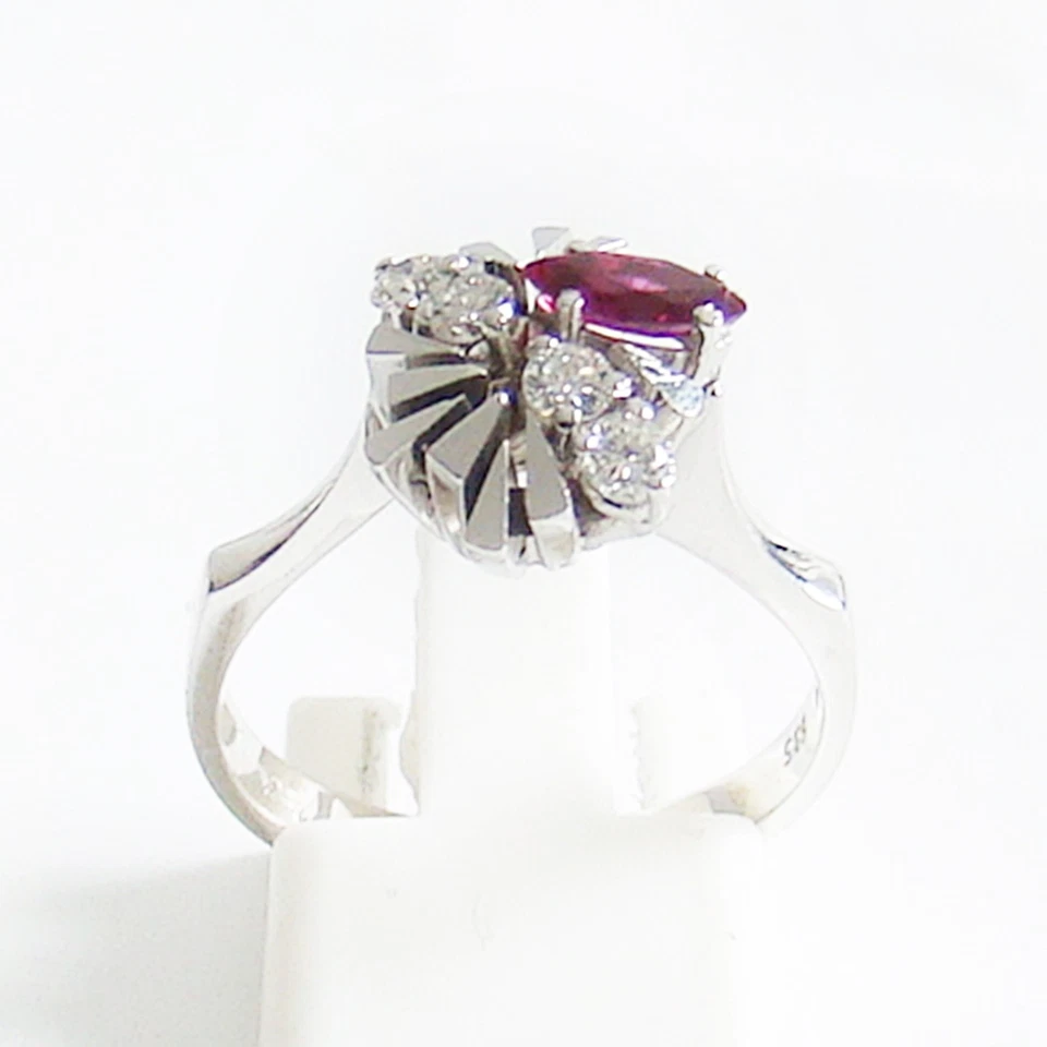 Ring Weißgold 585er Rubin Brillant Goldschmuck Edelstein 14 kt. Diamanten Damen - Bild 1 von 4