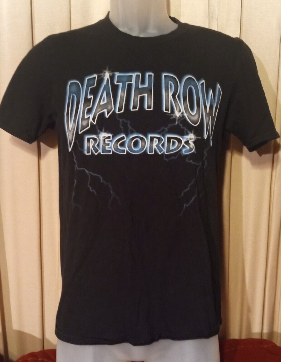 FILA T shirt logo Death Row Records stile aerografo Lightning nero argento metal rap