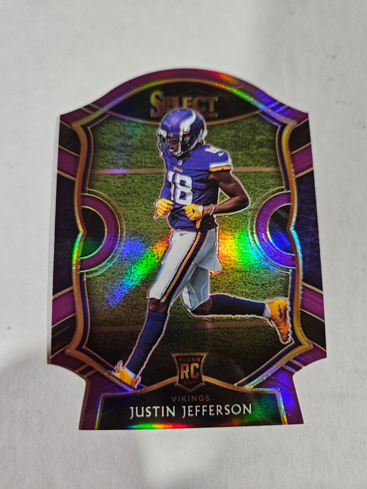 2020 Panini Select Justin Jefferson Rookie Concourse Die-Cut Purple Prizm #61