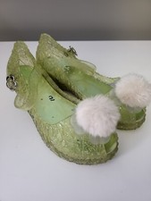 Disney Store Tinker Bell Costume Shoes Princess Girls Sparkly Pom Pom Girls 13/1