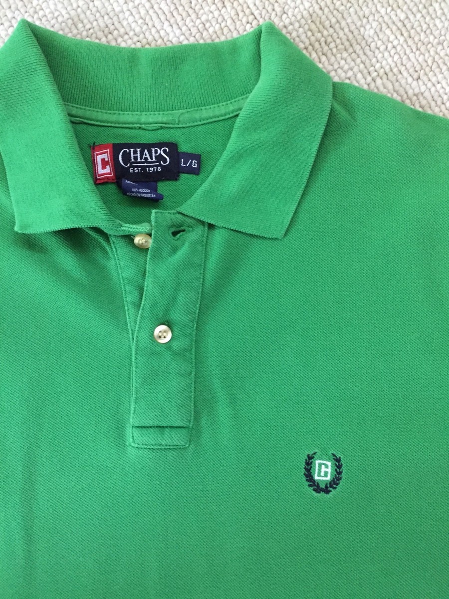 Men's Chaps Polo Shirt Short Sleeve Green Large 100% Cotton | eBay