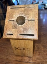 CUTCO Honey Oak Wood KNIFE BLOCK Holder with 6 Knife Slots Made in USA