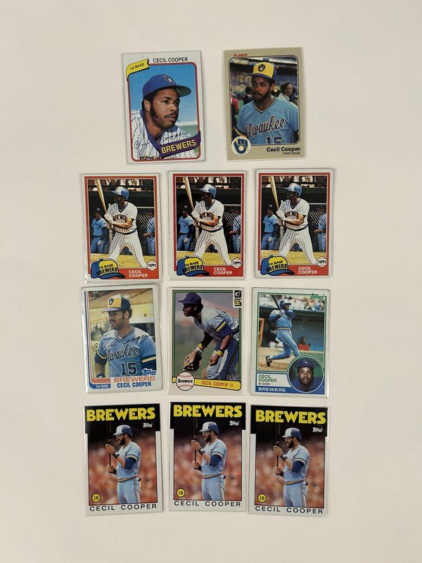 Cecil Cooper 1980’s Mixed Lot VG-NM On 11 Cards