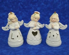 Dicksons Porcelain Angel Ornaments Set Of 3 Love Joy Heart Doves Pierced