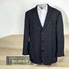 Bachrach Sport Coat Mens 44L Dark Gray Soft Semi Unstructured Wool