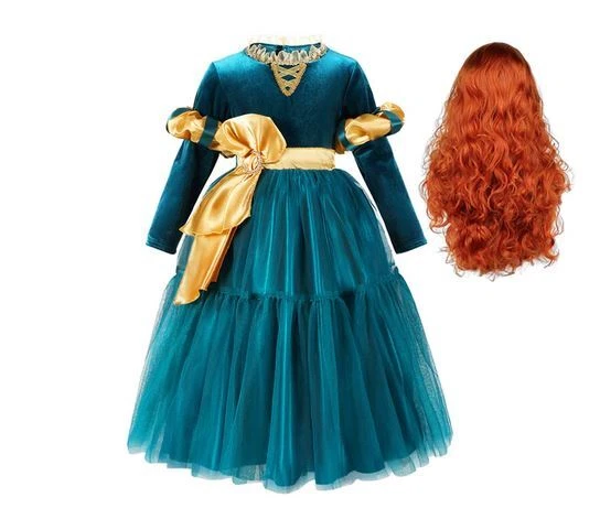 NEW Kids Girls Princess Merida Brave Cosplay Fancy Dress Costume