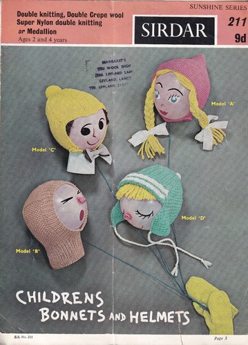 Sirdar 211 Original Kinder Strickanleitung Hauben & Helme DK