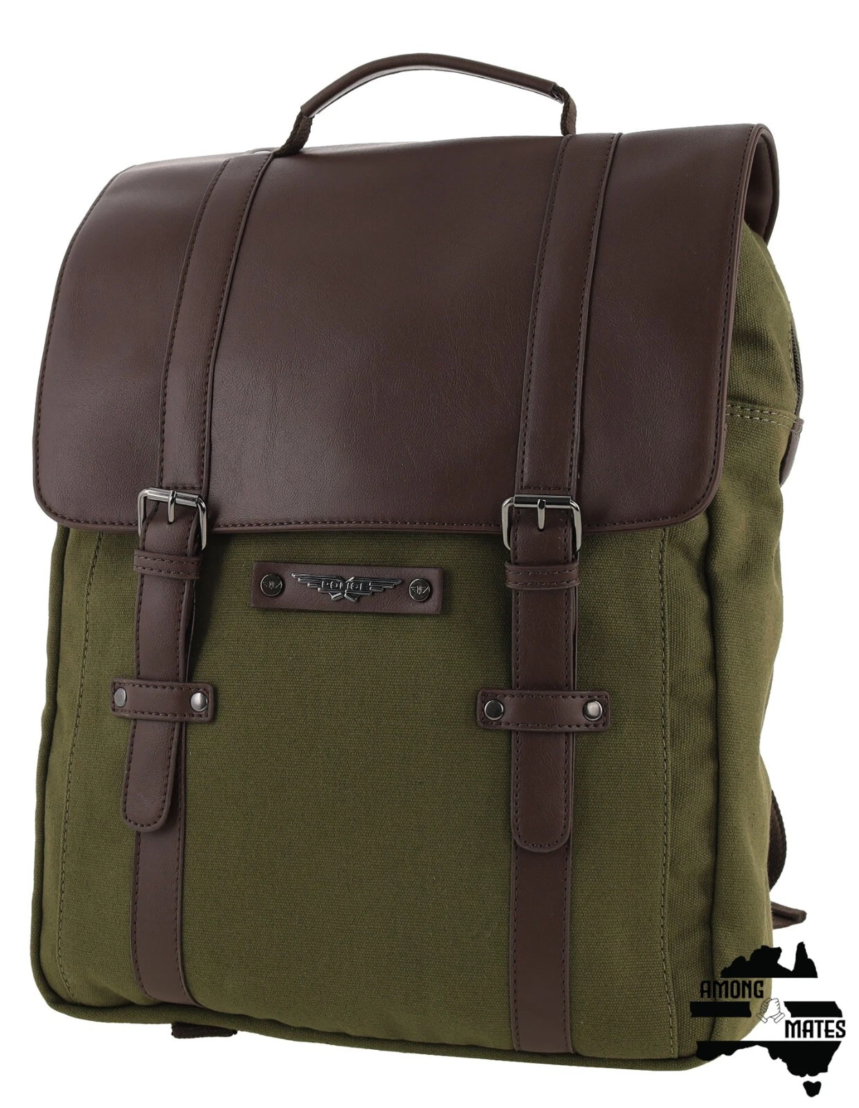 Police Canvas Messenger Backpack Dark Olive Perfect Gift