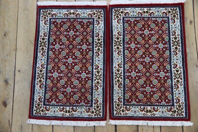 2 x Handgeknüpfter Orientteppich Moud   Auto Fußmatten( 60 X 40 CM)   Neu Top