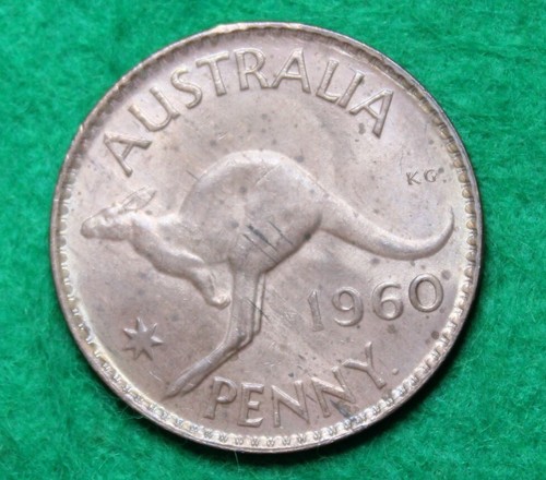 * 1960y. PENNY UNCIRCULATED GLOSSY RED TONED BOTH SIDES RIM BUMP #CEG61 - Picture 5 of 8