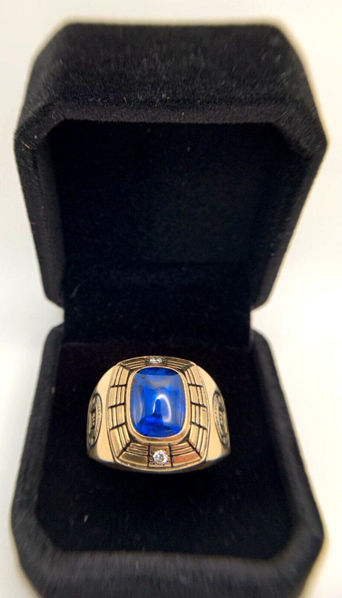 10K Gold GM Prof Srvs Guild Ring w Blue Stn/2 Diamnd 20g Sz12.25