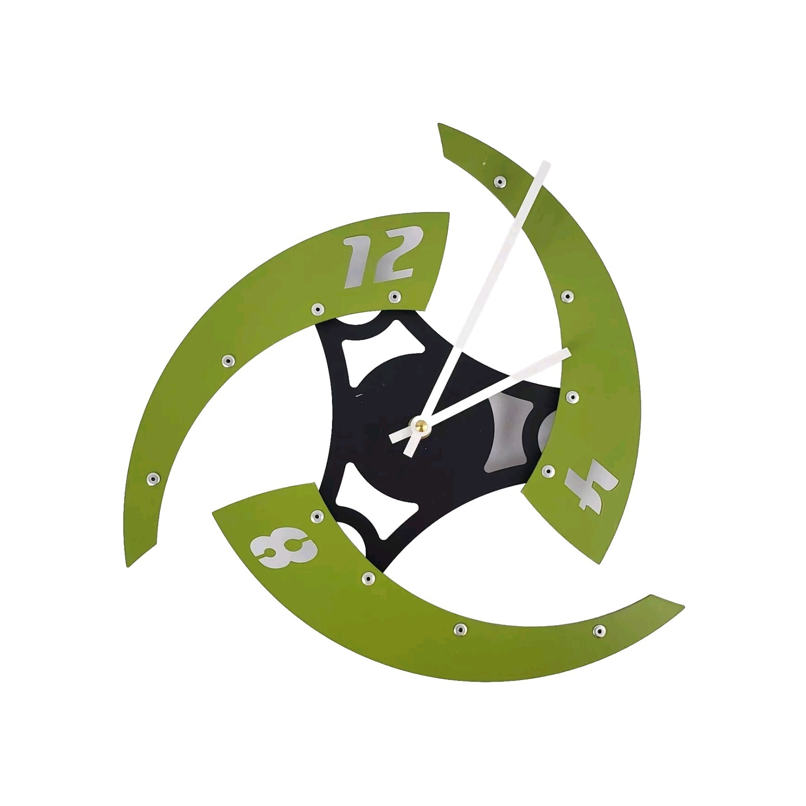 Sweep IV Modern Wall Clock Adult Mens Green & Black Metal Sh