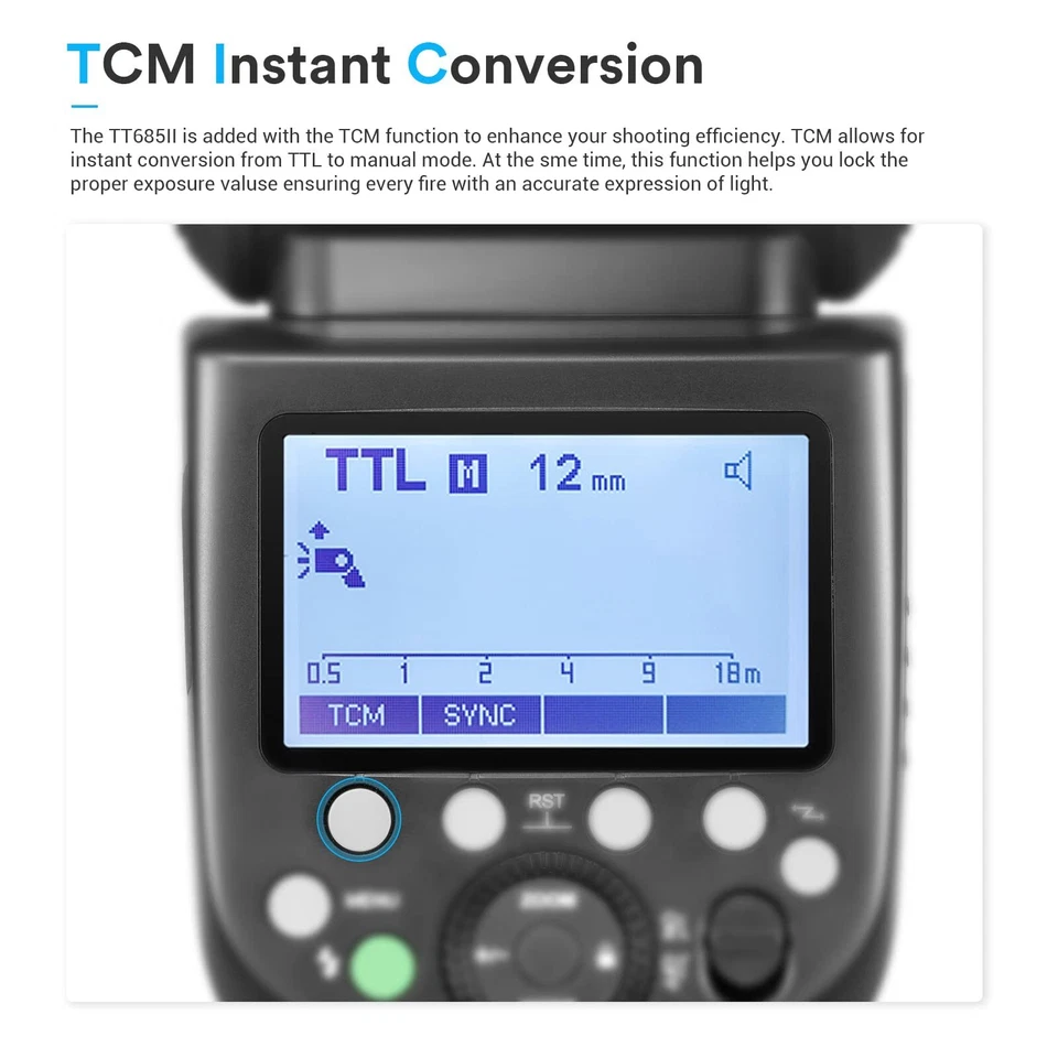 US Godox TT685 II TT685II GN60 2.4G TTL HSS Speedlite Flash for Canon Nikon Sony - Image 3 of 4